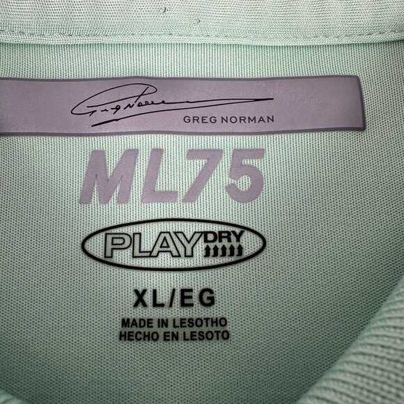 Greg Norman ML75 Mens Size XL Play Dry Polo Shirt Light Green Stripe - Picture 3 of 6